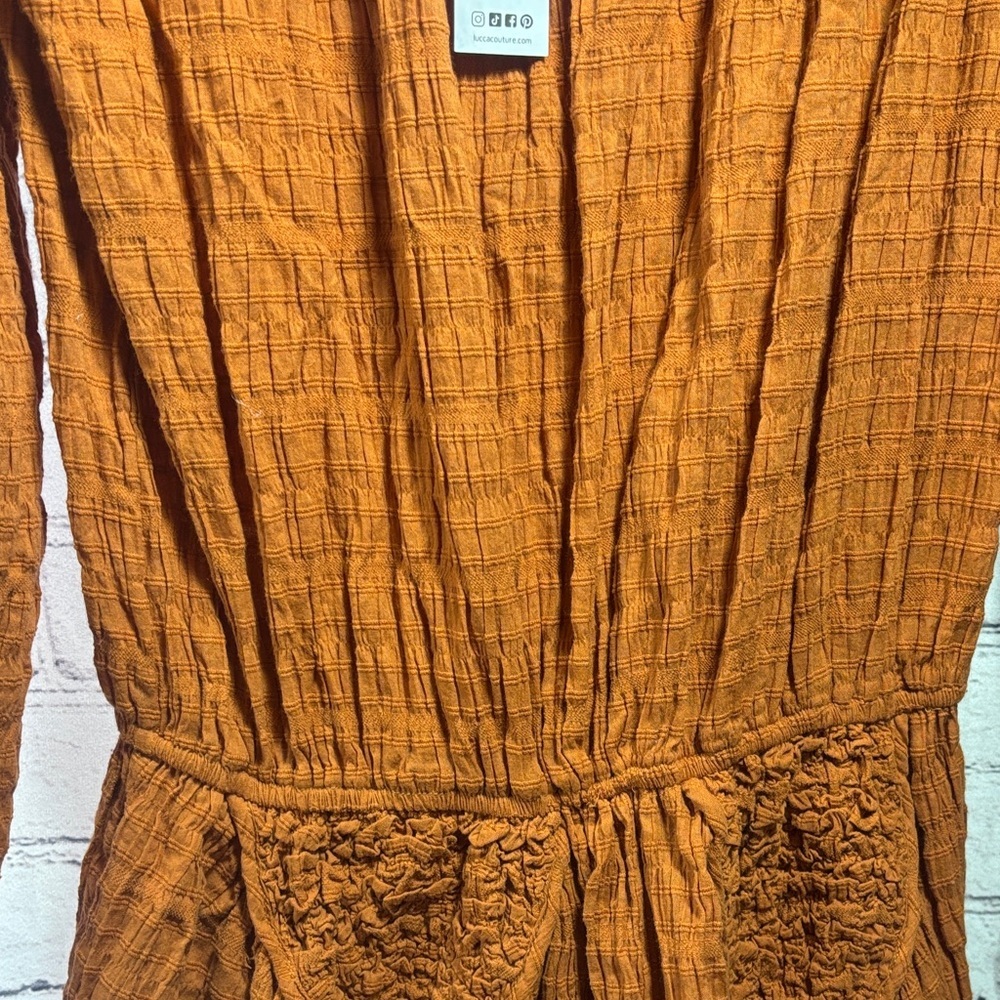 Luca Boho Long Sleeve Orange Dress - Picture 5 of 11